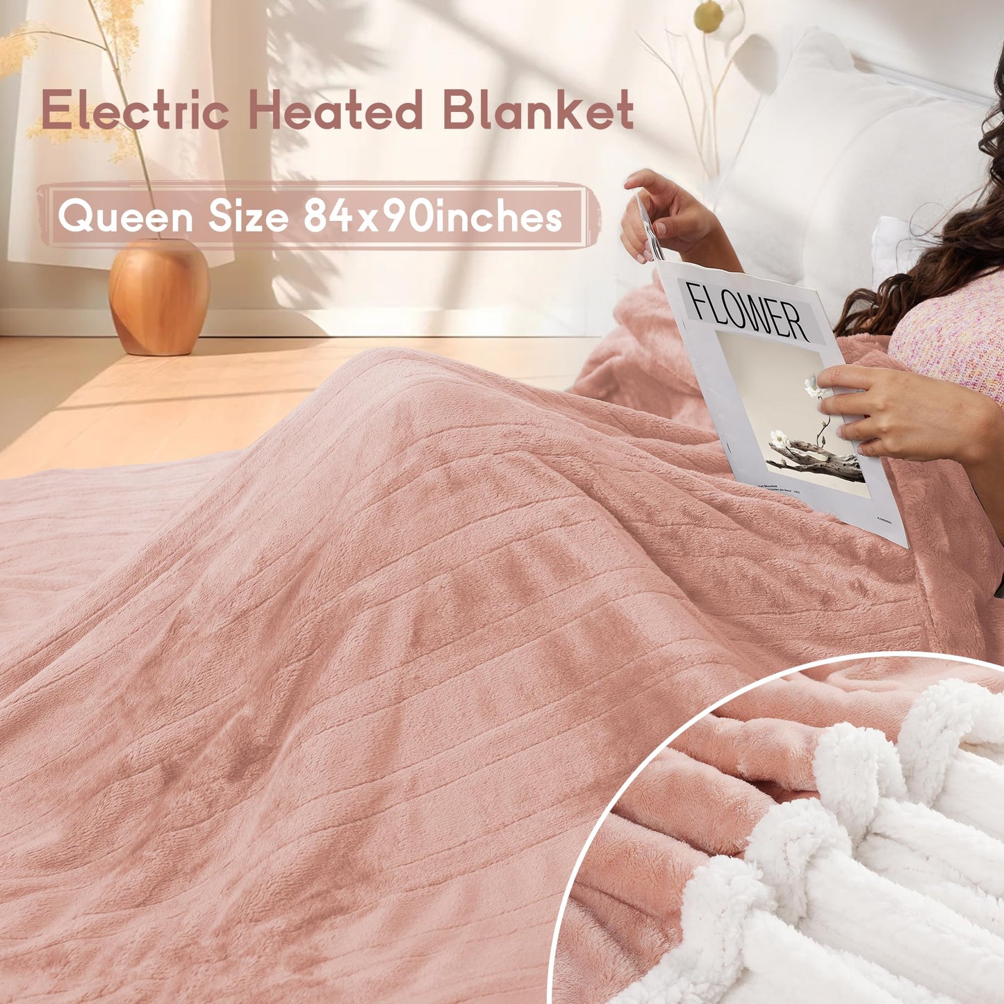 Heated Blanket Electric Blanket Full Size 72''x84'', Soft Flannel Heating Blanket with 1-10 Hour Auto Off - 6 Heat Settings - Machine Washable - Dark Grey