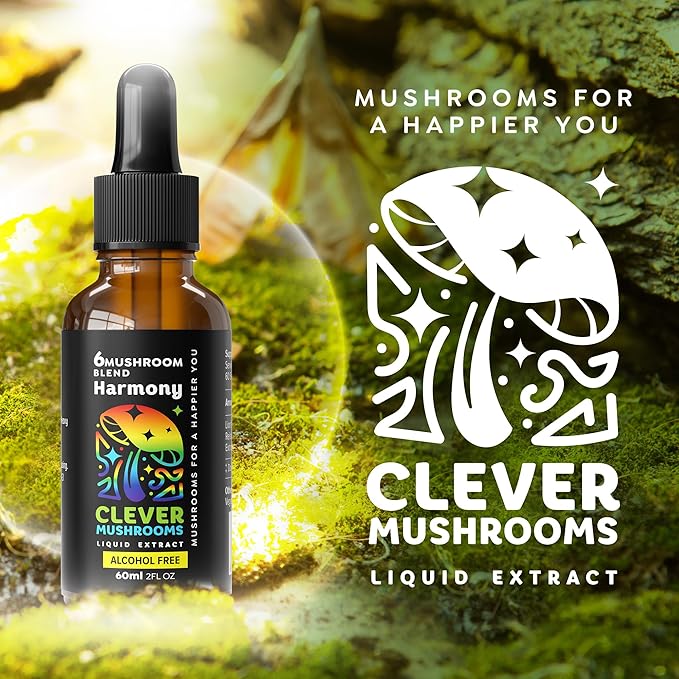 6 Blend Mushroom Liquid Extract - Alcohol Free, Natural Energy, Cognitive Support, Immunity Boost,100% Fruit Bodies, Lion's Mane, Cordyceps, Reishi, Chaga, Turkey Tail, Maitake