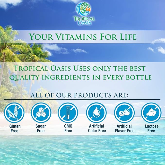 Tropical Oasis Liquid Calcium Magnesium | Promotes Strong Bones & Healthy Teeth | 98% Max Absorption | 32 Fl Oz, 64 Serv