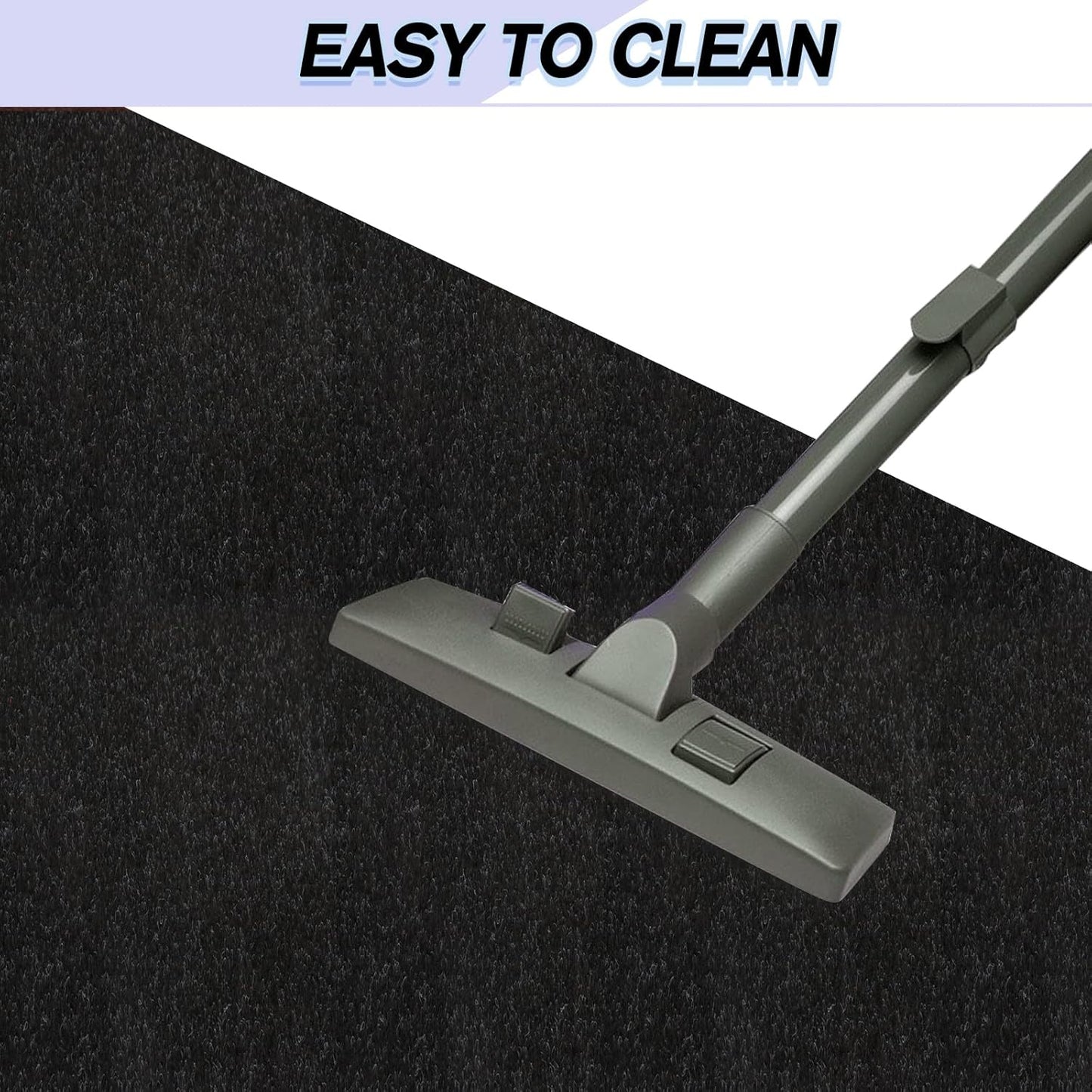 Custom Size Backed Non-Slip Area Rugs Runner, Easy Clean, Waterproof Runner Rugs for Hallway Entryway, Kitchen, Laundry, 2FT x 60FT, Black