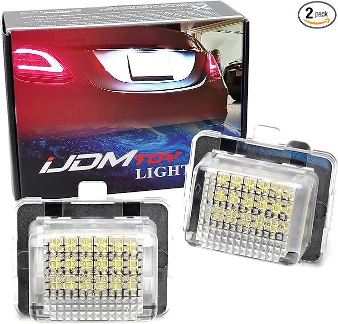 iJDMTOY OEM-Fit 3W Full LED License Plate Light Kit Compatible With Mercedes-Benz C CLS CLA E S SL SLK Class, Powered by 18-SMD Xenon White LED & Can-bus Error Free