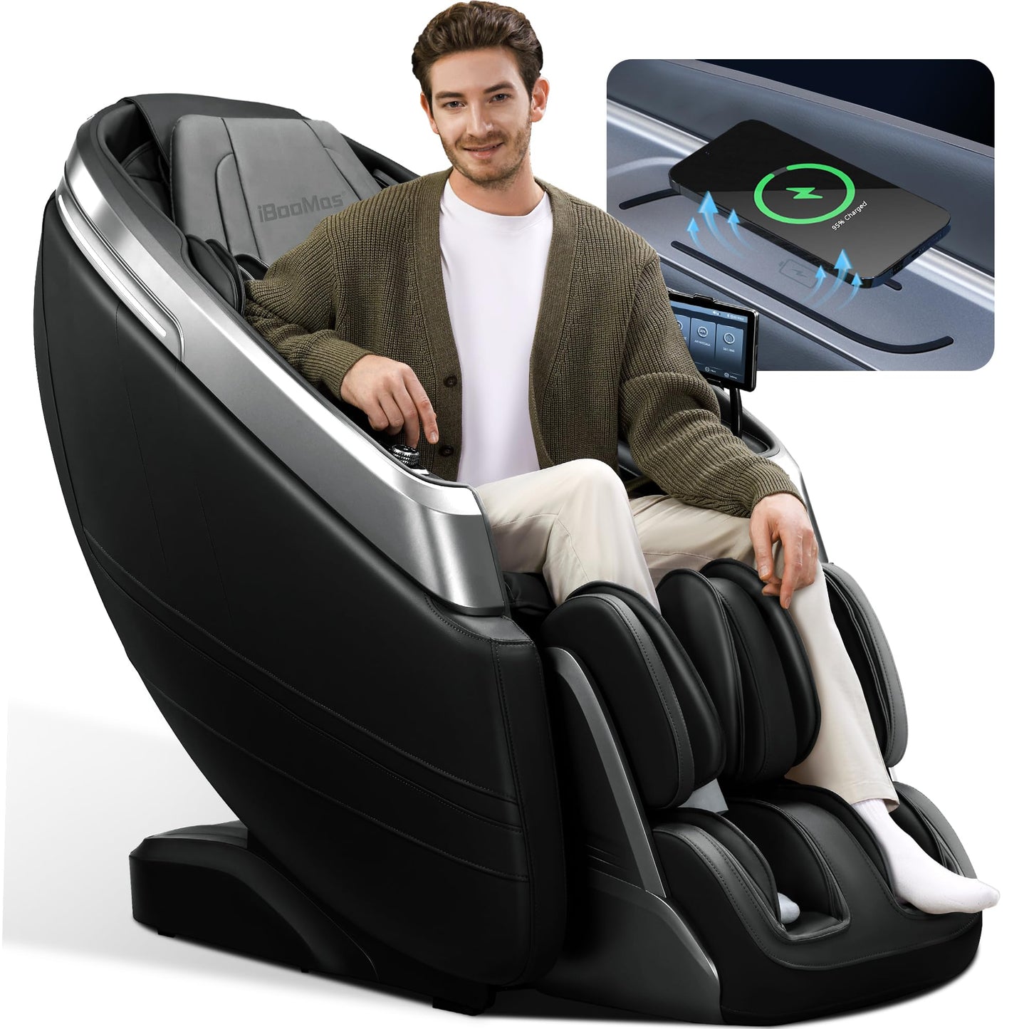 Iboomas 2024 4D Massage Chair Full Body, Zero Gravity Massage Chair With Automatic Footrest Extension,Sleep Mode,Shoulder Back A