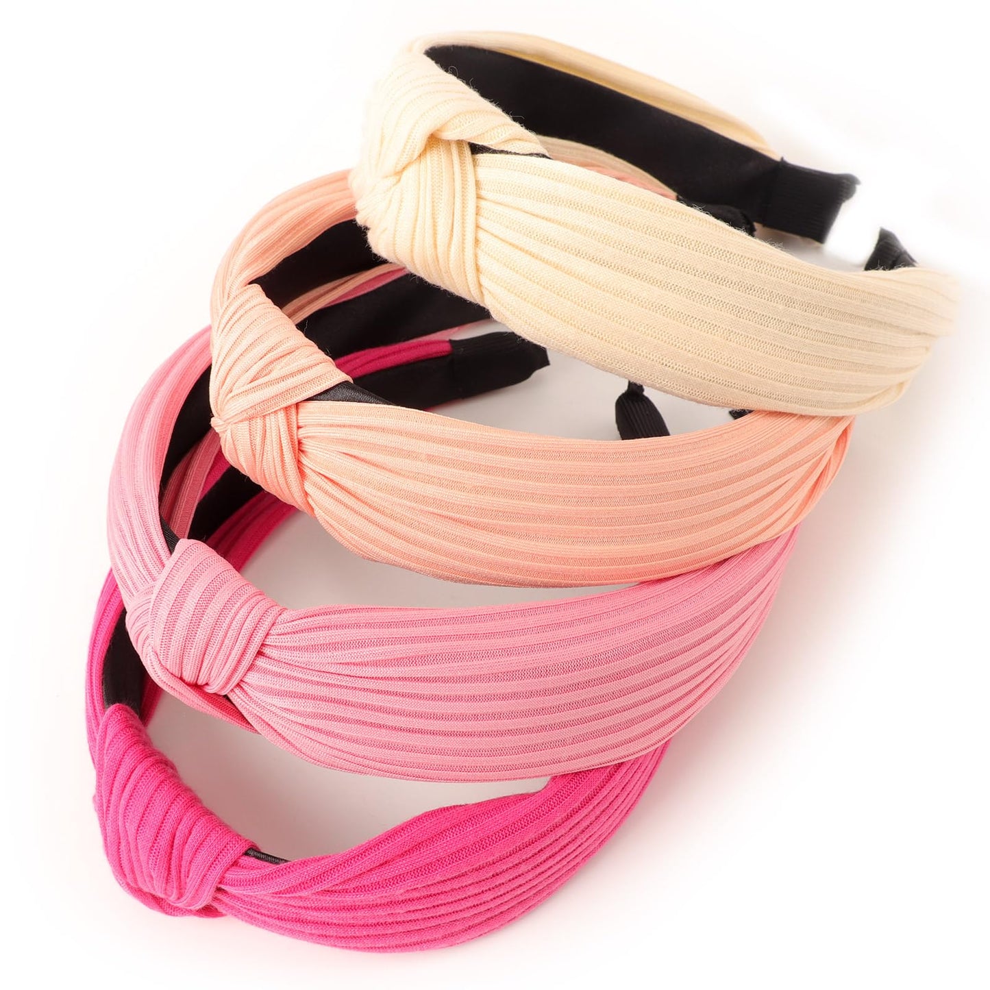 Dreshow 4 Pack Knotted Headbands For Women Wide Turban Headband Yoga Exercise Ribbing Head Wraps Hair Bands Accessories