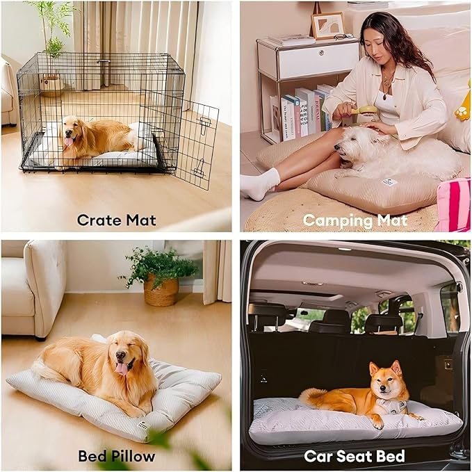 FUNNY FUZZY 2 in 1 Dog Bed Crate Pad Mat, Washable Reversible Pet Floor Mats,Fluffy Kennel Pad for Small Large Sized Dog,Indoor Cats,Sleeping Mattress,35.4" × 22.8", Midnight Blue