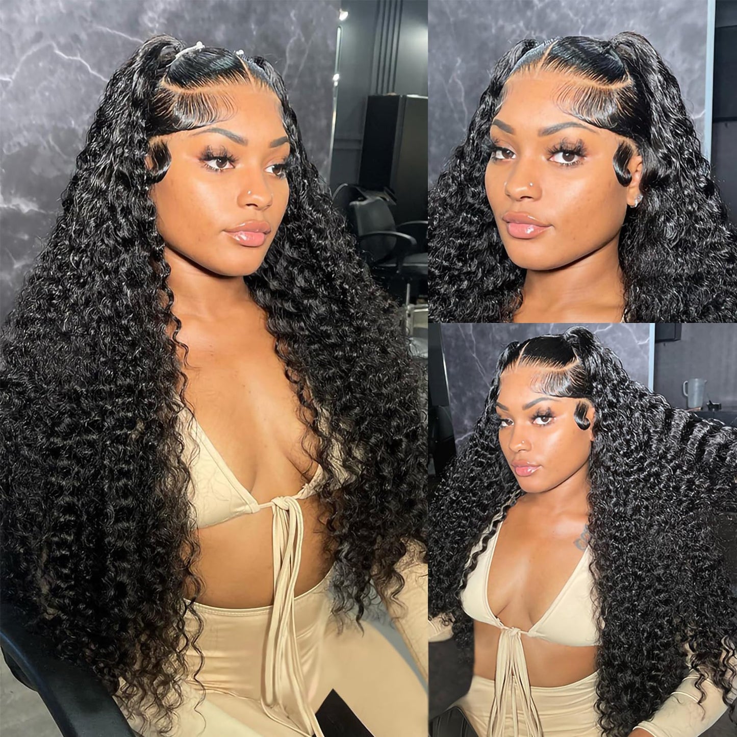 Midulla 13X6 Hd Lace Front Wigs Human Hair Deep Wave Human Hair Wigs For Women Pre Plucked 180% Density Deep Curly Lace Frontal