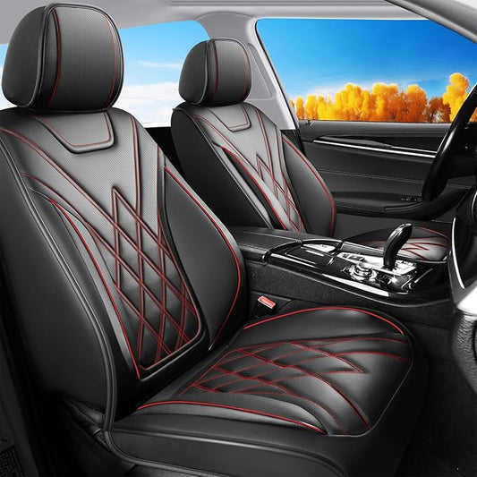 Fit TSX Car Seat Covers for Acura TSX 2003-2014 - Premium Leather, Waterproof, All-Weather, Airbag Compatible, Anti-Slip, Breathable, Easy Install, Seat Protectors, Full Set, Redline