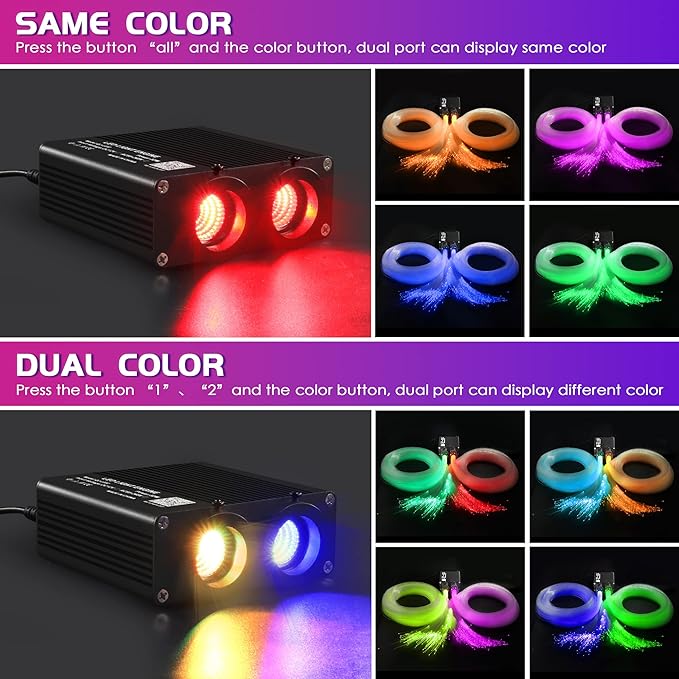 ATOKEE 32W Dual Color Starlight Headliner Kit, Sound Activated Fiber Optic Star Roof Lights with APP/Remote Control, 1100pcs 0.03in 9.8ft