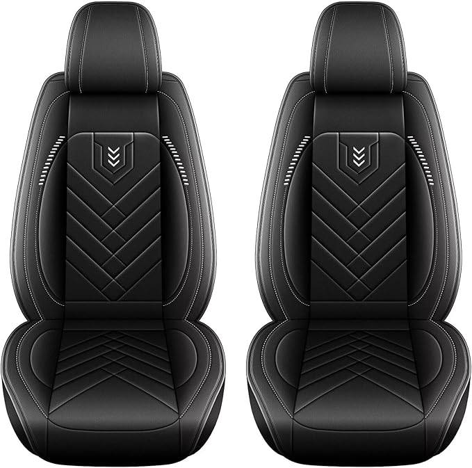 AOMSAZTO Car Seat Covers Fit for Jeep Patriot 2010-2017 Premium Front Seat Covers Waterproof Leather Automotive Seat Covers Compatible with Airbag (2 Seats,Black)