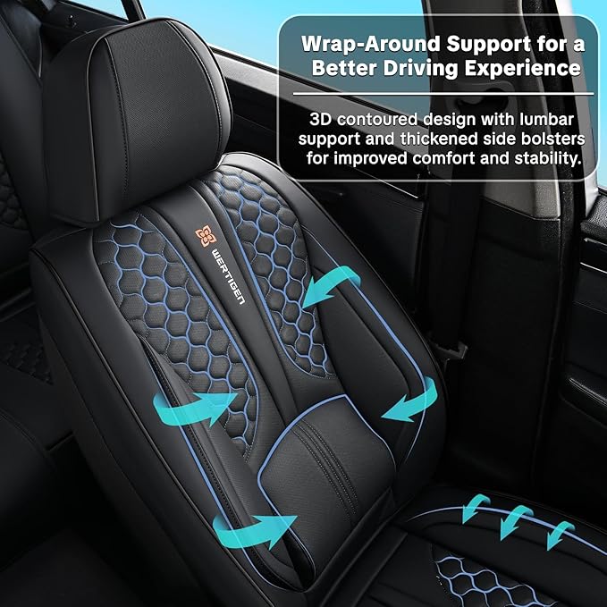 Black Car Seat Covers for Ford Bronco Sport 2021-2025 Car Seat Cover, PU Leather, 5 Piece Full Set, Anti-Slip, Waterproof, Beautify Interior, Beautify The Interior of Old Cars