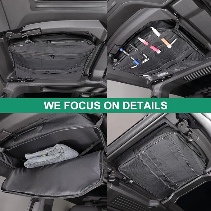 Roof Organizer Bag Storage for Hummer EV Accessories Sunroof Rooftop Panel Waterproof Foldable Heavy Duty Hardtop Cargo Carrier Bag Overhead for Hummer EV SUV Pickup 2022-2025 2026 (Rear Roof-Left)