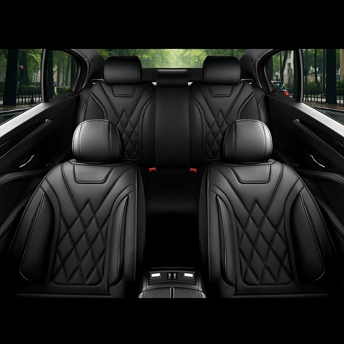 Fit RLX Car Seat Covers for Acura RLX 2013-2020 - Premium Leather, Waterproof, All-Weather, Airbag Compatible, Anti-Slip, Breathable, Easy Install, Seat Protectors, Full Set, Black