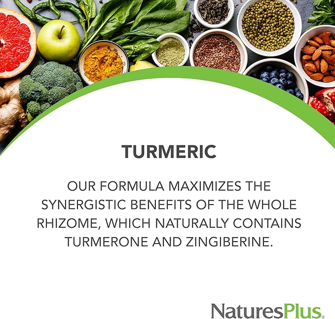 Natures Plus Herbal Actives Turmeric - 400 mg, 95% Curcumin, 60 Vegan Capsules - Vegetarian, Gluten-Free - 60 Servings