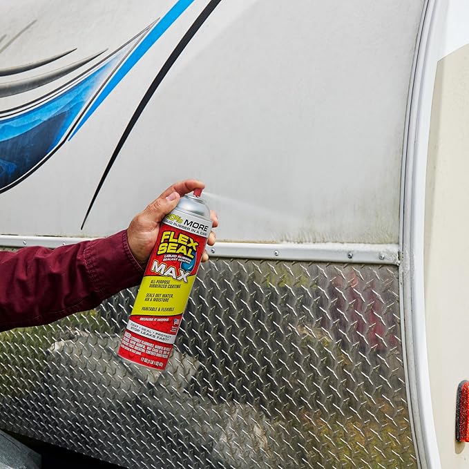 Flex Seal MAX, 17 oz, 1-Pack, White, Stop Leaks Instantly, Waterproof Rubber Spray On Sealant Coating, Perfect for Gutters, Wood, RV, Campers, Roof Repair, Skylights, Windows, and More