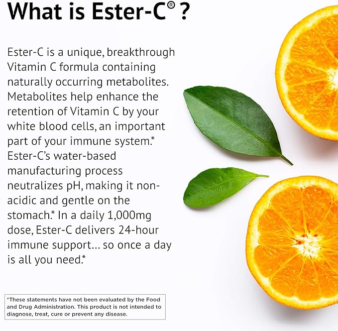 American Health Ester-C with Citrus Bioflavonoids Vegetarian Capsules- 24-Hour Immune Support, Gentle On Stomach, Non-Acidic Vitamin C - Non-GMO, Gluten-Free, Vegan - 500 mg, 240 Count, 120 Servings