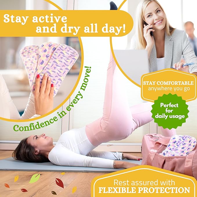 Non-Slip Organic Reusable Panty Liners for Women & Teens (Medium, 7-Pack); High-Temp Washable Cotton Cloth Liners; Stay Fresh & Dry, for Daily Vaginal Discharge Only; 100% Breathable (no PUL/TPU)
