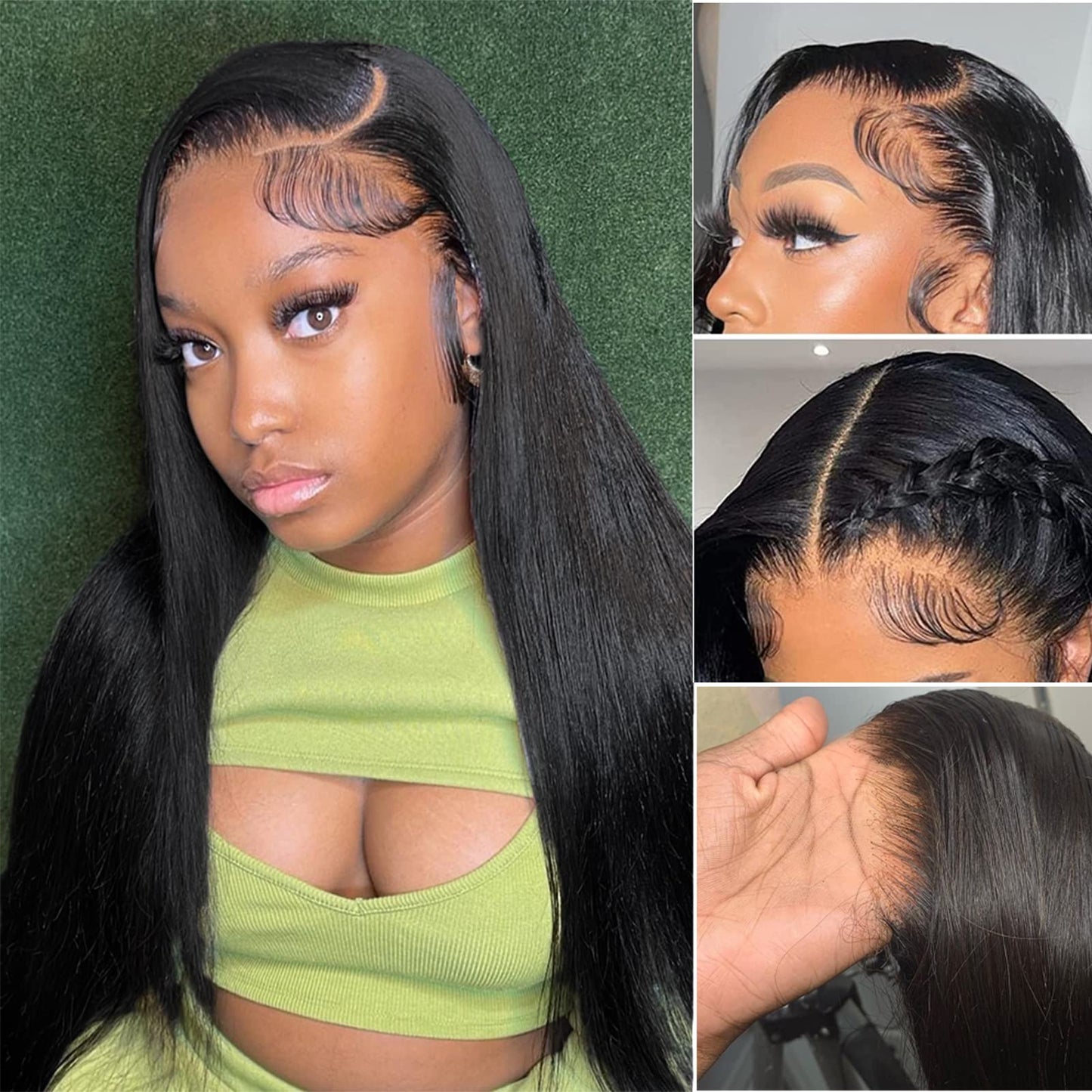 Lace Front Wigs Human Hair Straight Human Hair 13X4 Lace Frontal Wigs For Women With Baby Hair 180% Density Transparent Brazilia