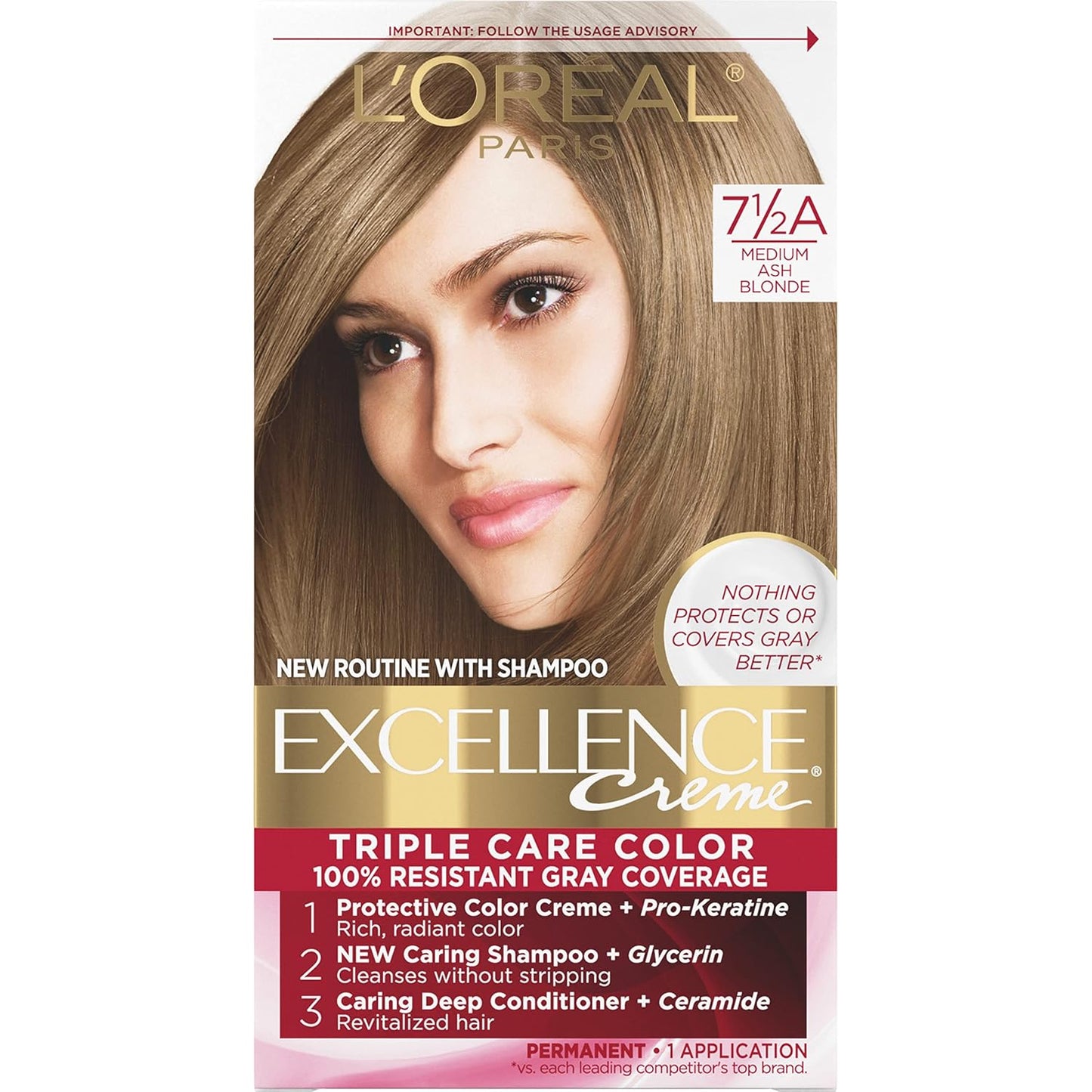 L'Oreal Paris Excellence Crème Hair Color Kit | 6 Light Brown | 8-Week Gray Coverage