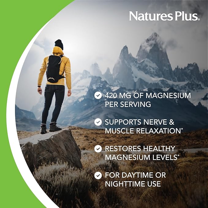 NaturesPlus KalmAssure Magnesium Powder - 1.15 lb - Orange Flavor - Supports Nerve and Muscle Relaxation - Non-GMO, Gluten Free, Vegan - 60 Servings