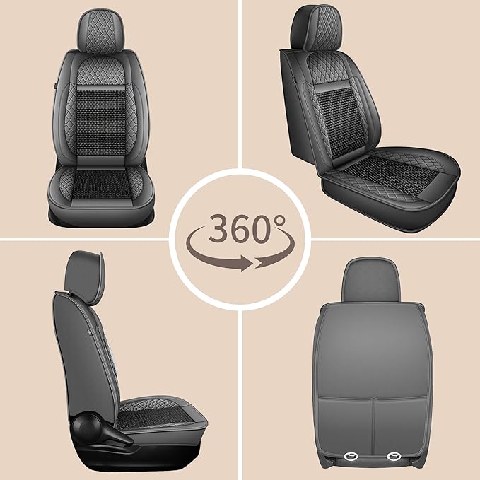TTX LIGHTING for Subaru Outback 2007-2026 Car Seat Covers, Breathable Ice Silk & Leather Seat Protector, Cool & Anti-Sweat for Long Driving, Airbag Compatible, 2 Front Seats (Black&Gray)