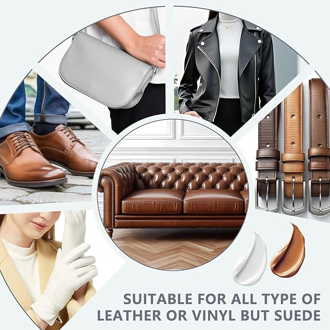 Leather Recoloring Balm with 100ml Mink Oil Conditioner | Medium Brown Repair Kit, Dye & Color Restorer for Furniture, Sofa, Car Seats, Bags | Restore Faded & Scratched Surfaces