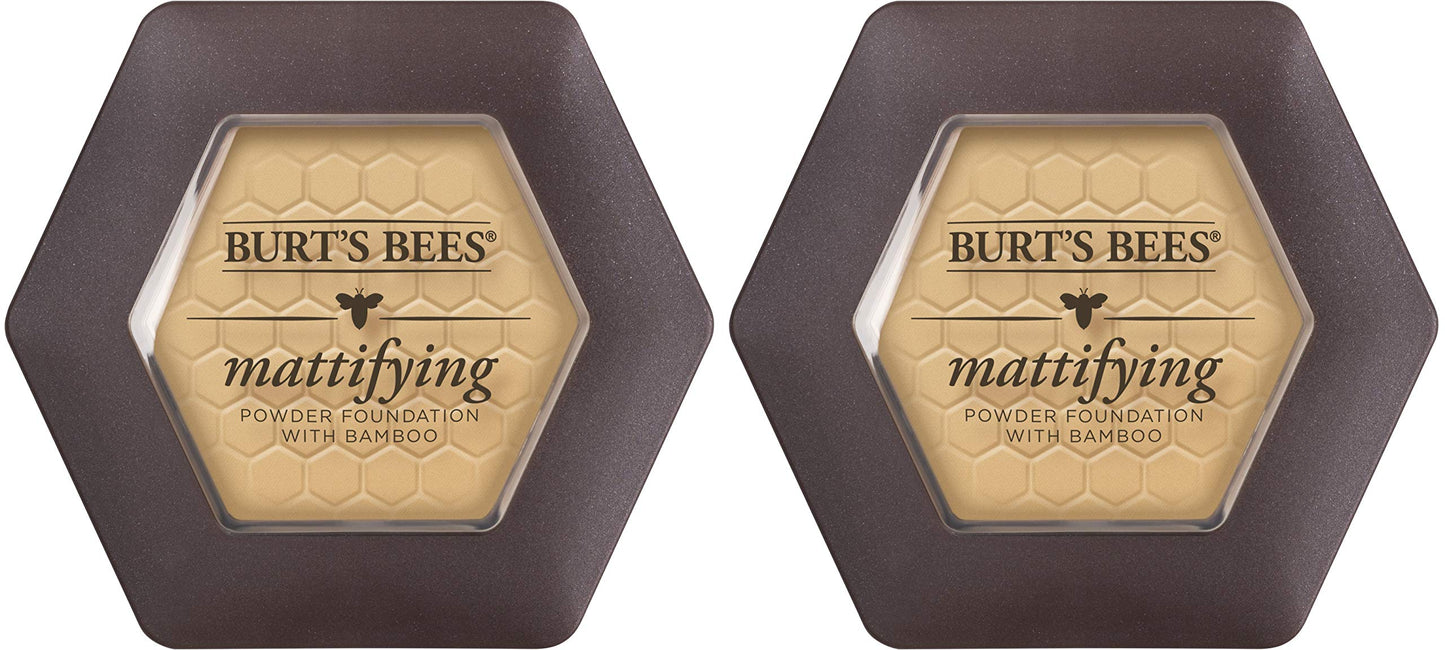 Burts Bees 100% Natural Mattifying Powder Foundation, Sand - 0.3 Ounce (Pack Of 2)