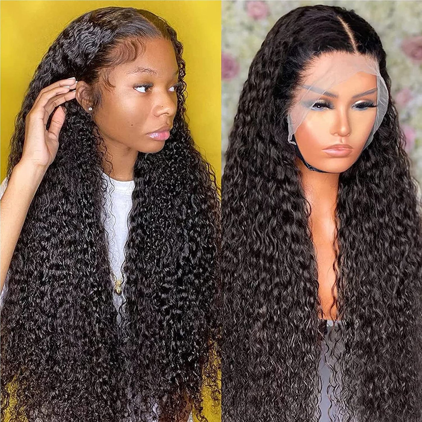 Siyun Show Curly Lace Front Wigs Human Hair Pre Plucked With Baby Hair 180 Density 13X4 Hd Lace Front Wigs For Black Women Human