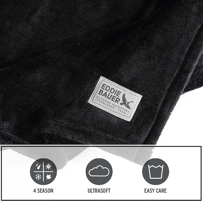 Eddie Bauer - Twin Blanket, Ultra Soft & Warm Plush Bedding, Bedding Set for The Colder Seasons (Black, Twin)