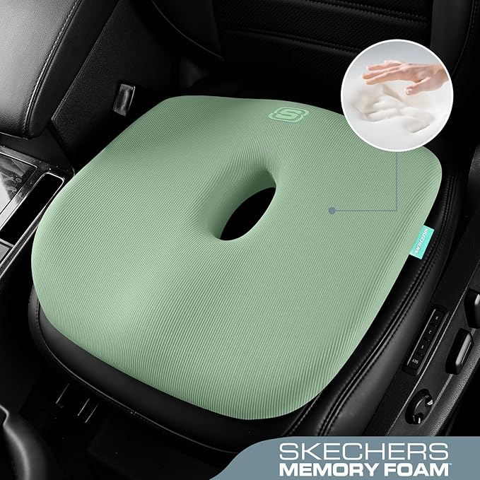 Skechers Seat Cushion Memory Foam,Donut Pillow Office Chair Cushion for Tailbone Pain Relief,Butt Pillow for Office Chair,Car seat Cushion,Long Sitting Office Workers,and Car Drivers,Green