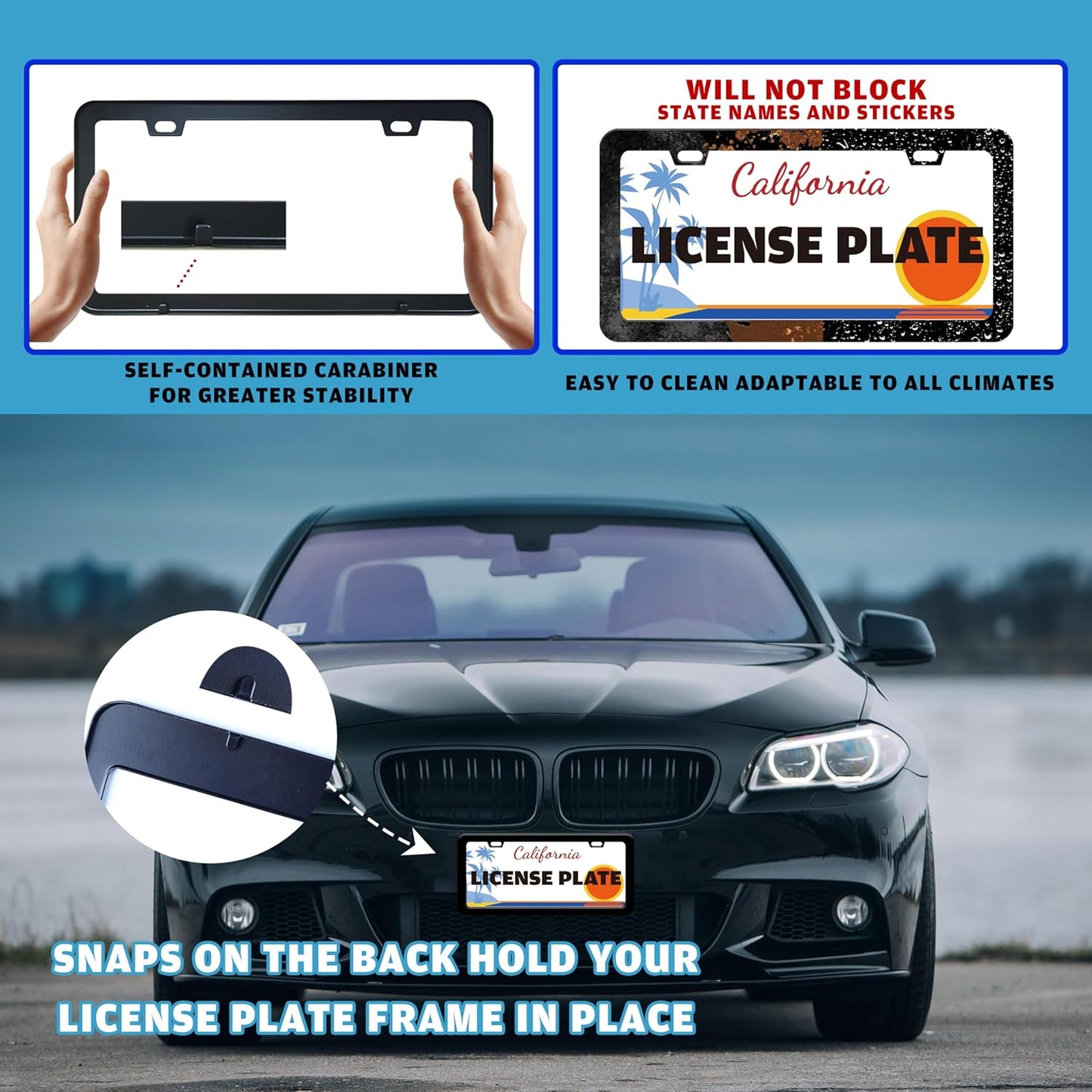 Red and Blue Flames License Plate Frame Abstract Fire License Plate Holder for Front or Rear Car Tags Stainless Steel Funny Car Decoration with Screws 6.3 X 12.2 in