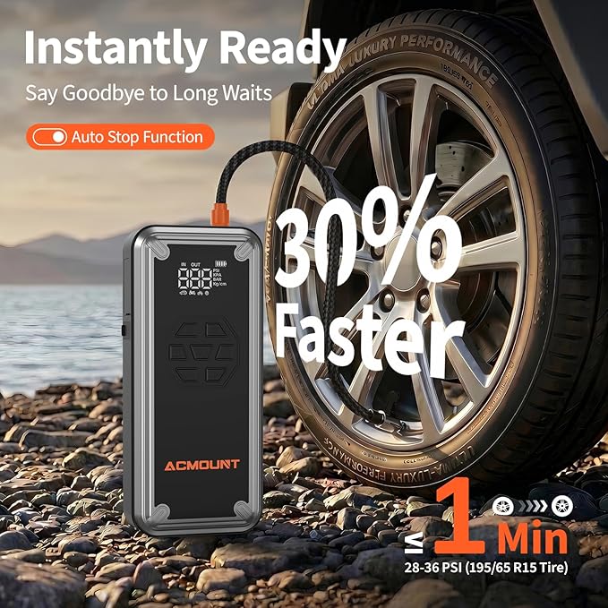 Acmount W160 Jump Starter with Air Compressor, 5000A Portable Car Jump Starter 150PSI Tire Inflator/Air Pump, 12V Battery(Up to 9L Gas/8L Diesel Engine) Jump Pack, Car Emergency Kit, Idea Gift for Man