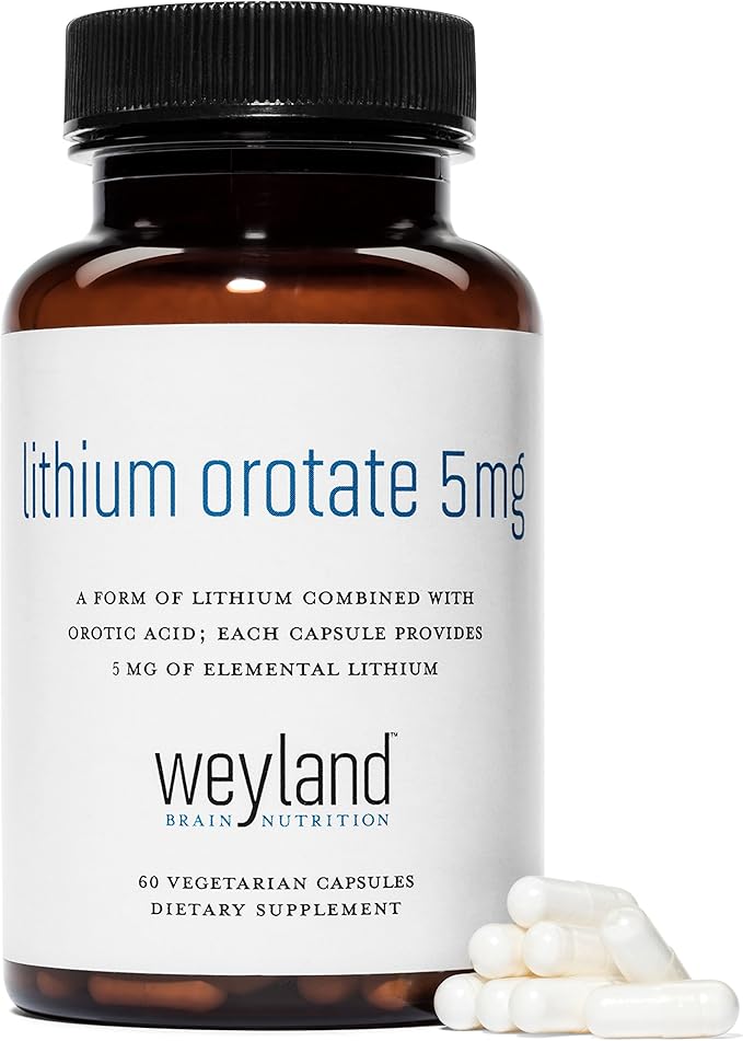 Lithium Orotate 5mg (3 Bottles), 180 Vegetarian Capsules, Lithium Supplement Supports Healthy Mood, Behavior, Memory and Wellness