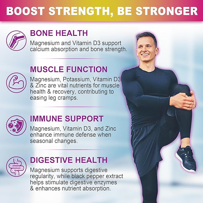Magnesium Supplements 400mg - 5 Forms of Magnesium: Glycinate, Citrate, Malate, Chloride & Taurate - Sugar Free Magnesium Gummies with Ashwagandha Vitamin D3 & Zinc for Muscle, Mood & Energy, 60Cts
