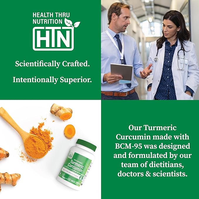 Health Thru Nutrition Turmeric Curcumin Complex 500mg Supplement | as BCM-95 Curcugreen Clinically Studied | Vegan Certified (Pack of 120)