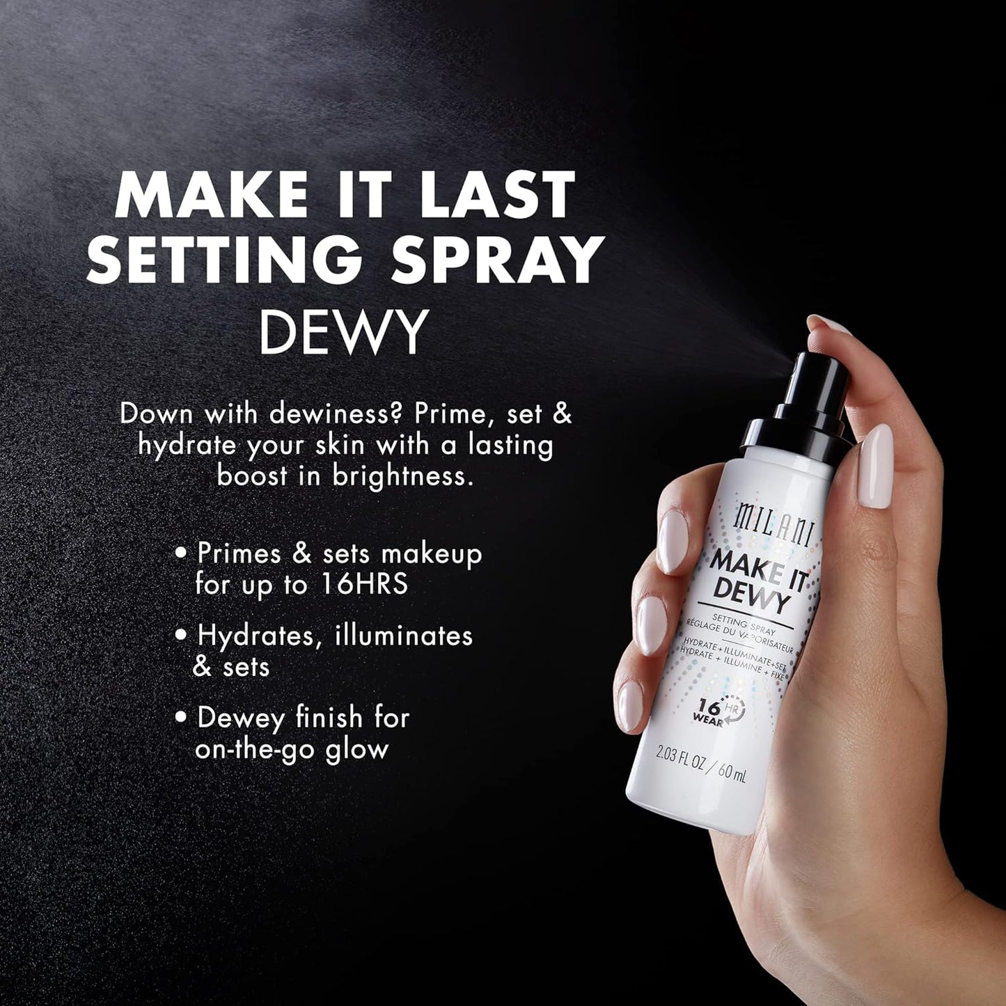 Milani Make It Dewy Setting Spray | 3-in-1 Hydrating & Illuminating Formula