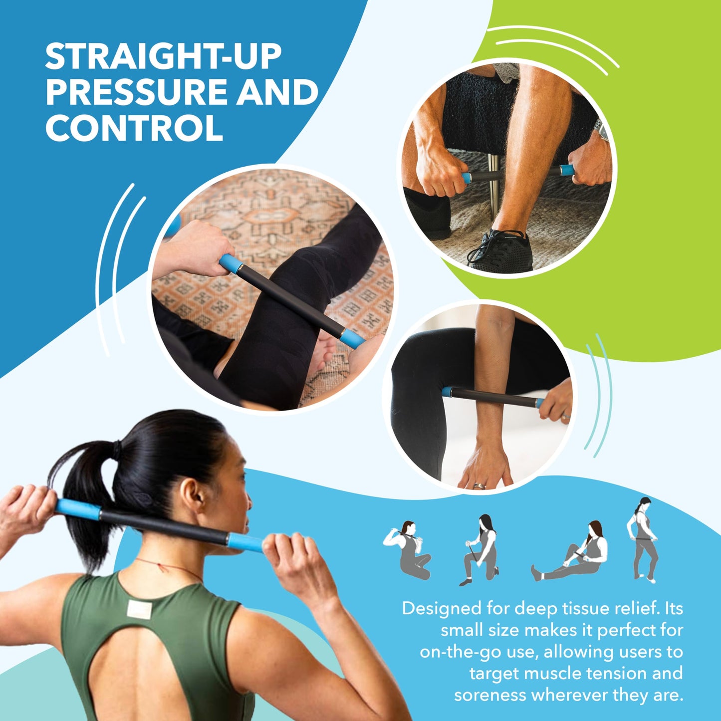 RAD Rod Mini – Compact Deep Tissue Massage Roller Stick – Travel-Ready Myofascial Release Tool for Legs, Back, Neck, Arms & Shoulders – Muscle Roller for Mobility & Recovery