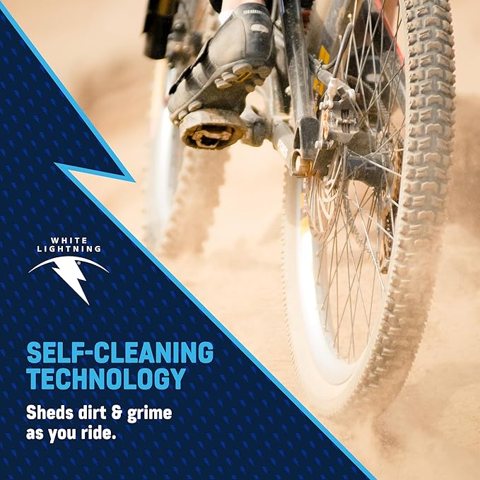White Lightning Clean Ride Self-Cleaning Wax Bicycle Chain Lubricant – 100% Oil-Free, Reduces Dirt & Grime, Extends Chain Life, Smooth Performance, 8 oz