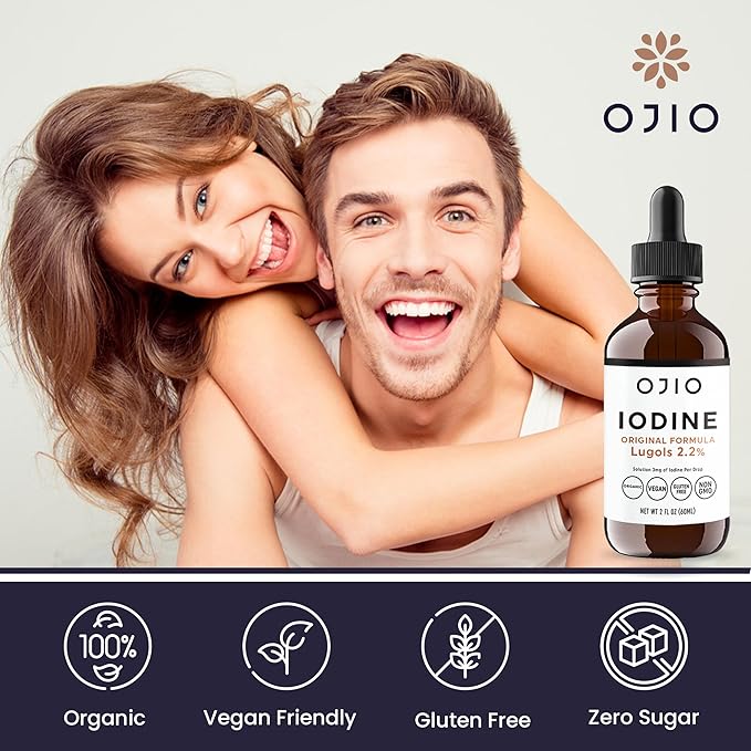 Lugols Iodine Solution 2% - 1 Year Supply - High Potency Liquid Oral Iodine Drops with Superior Absorption – Improves Overall Health & Energy for Women, Men, Kids - 2 fl Oz (Pack of 3)