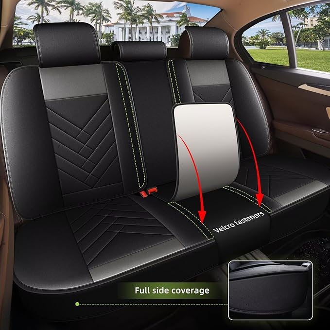 AOMSAZTO Car Seat Covers Fit for Jeep Renegade 2015-2024 2025 Full Set Premium Seat Covers Waterproof Leather Automotive Seat Cushion Protector Compatible with Airbag(5 Seats,Grey)