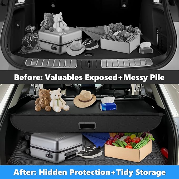 MIALUTY® Cargo Cover for 2011-2013 Kia Sorento Retractable Trunk Cover Sorento Accessories Anti-Peeping Anti-Theft Privacy Screen,Trunk Luggage Shield Shade Carbon Fiber Texture