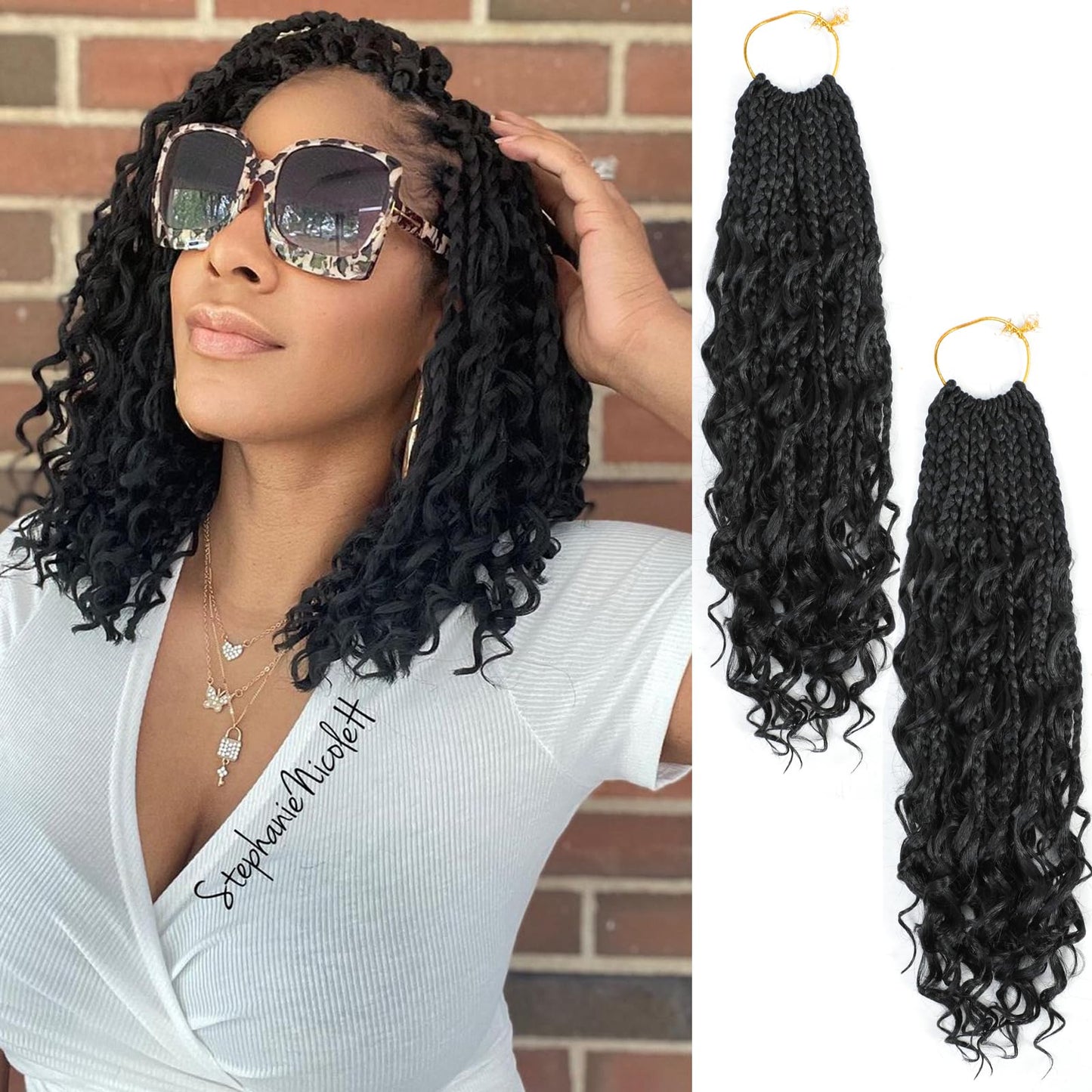 Crochet Box Braids- Boho Box Braids Crochet Braids Hair Bohomian Box Braid Crochet Hair Synthetic Braiding Hair Goddess Box Brai