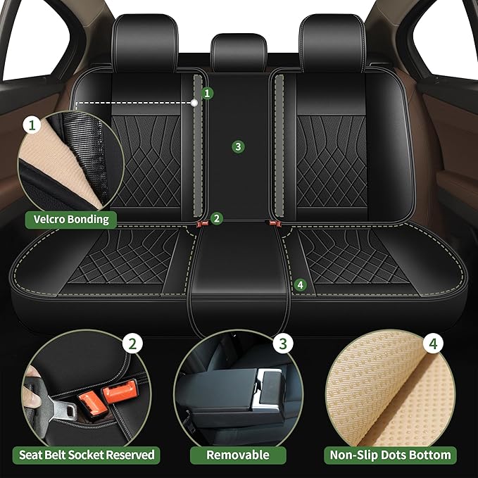 Bling Diamond Embroidered Seat Covers for Nissan Murano 2011-2025 2026, Full Set 5 Seats, Sparkle Rhinestone Breathable Perforated Faux Leather Car Seat Covers for Women (Black)