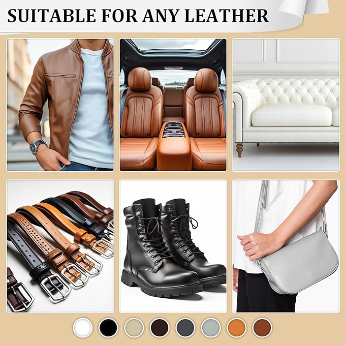 8.8oz Leather Recoloring Balm with 100ml Mink Oil,Black Leather Repair Kit for Furniture,Leather Repair Cream,Leather Scratch Repair for Car Interior,Leather Conditioner for Couch