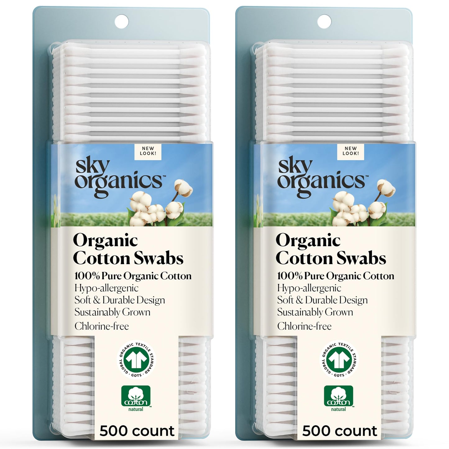 Sky Organics - Organic Cotton Swabs, 1000 Ct. - Ultra Soft Tips - Strong & Durable - Hypoallergenic - Chlorine Free - Sustainabl