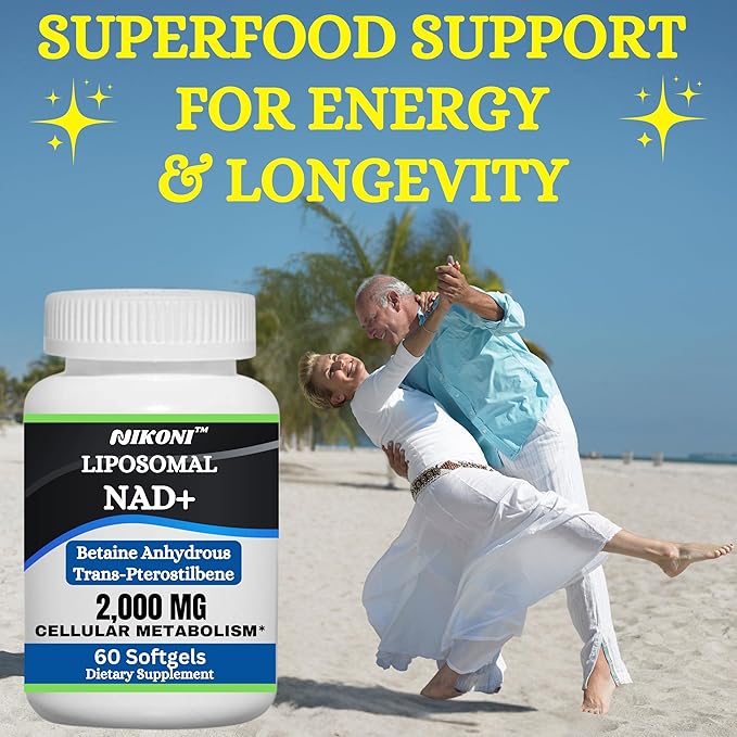 Liposomal NAD+ 2000 mg with TMG and Pterostilbene, Supports Healthy Aging-240 Softgels