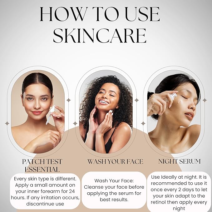 Retinol Night Serum Anti-Aging Facial Serum Firms Face & Neck Hyaluronic Acid, Niacinamide, Collagen, Glycolic Acid, Squalane Vitamin C & E (1.7fl, Hydration Boost)
