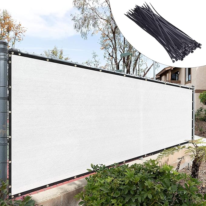 Royal Shade Custom Size 6' x 160' White Fence Privacy Screen Windscreen Cover Netting Mesh Fabric Cloth - Cable Zip Ties Included (We Make Custom Size)