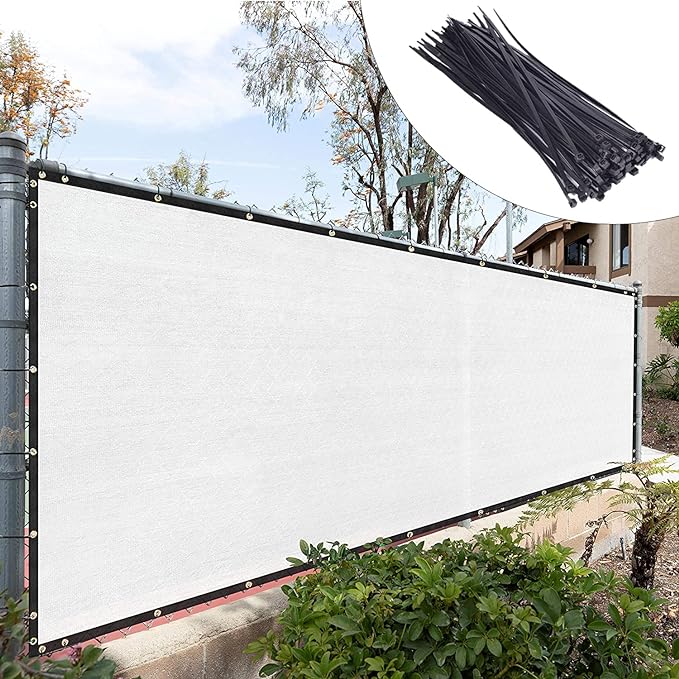 Royal Shade Custom Size 5' x 27' White Fence Privacy Screen Windscreen Cover Netting Mesh Fabric Cloth - Cable Zip Ties Included (We Make Custom Size)