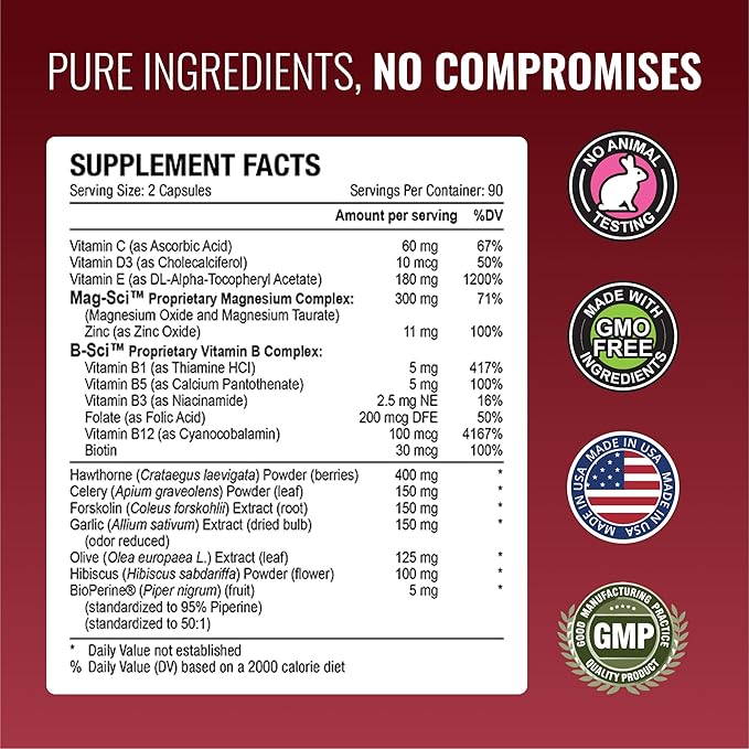 Approved Science Bloodsyl - Supports Blood Flow - Hawthorn Berry, Magnesium, BioPerine - Vegan - 180 Capsules - Pack of 1