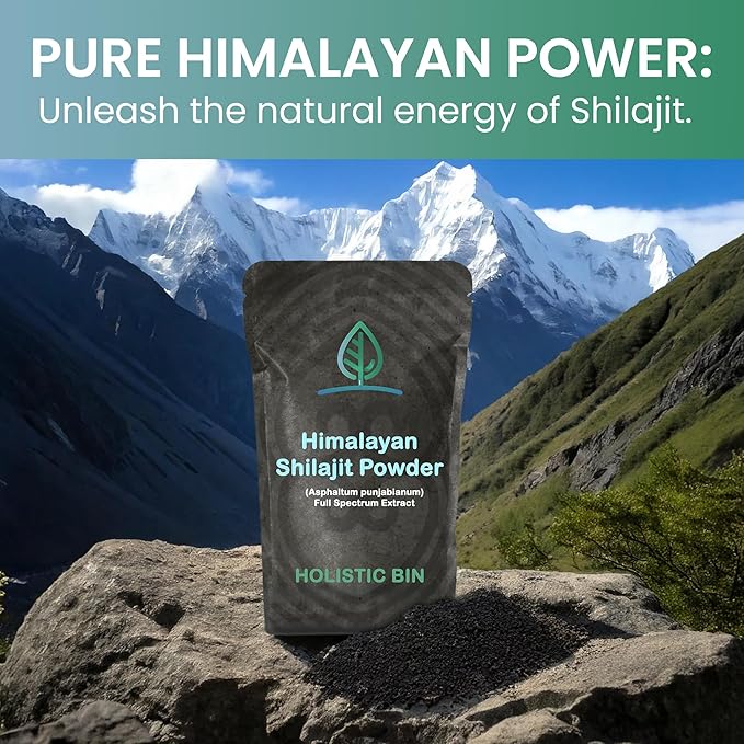 Holistic Bin Raw Himalayan Shilajit Powder - Shilajit Extract (Asphaltum Punjabianum) - No Fillers, Rich in Fulvic Acid & Trace Minerals - Premium Supplement for Energy & Wellness - 25 Servings
