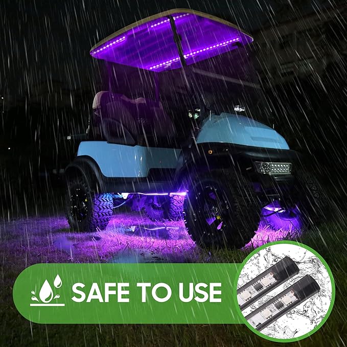 10L0L 6PCS Golf Cart Underbody Light Kit with Canopy Lights, Underglow LED Strip for Yamaha EZGO Club Car, 24 Modes Multicolor RGB Music Sync IP67 Waterproof